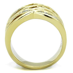 TK1699 - Two-Tone IP Gold (Ion Plating) Stainless Steel Ring with AAA Grade CZ  in Clear