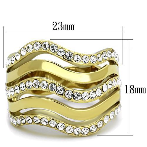 TK1700 - IP Gold(Ion Plating) Stainless Steel Ring with Top Grade Crystal  in Clear - Joyeria Lady