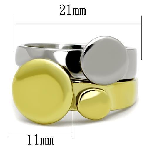 TK1706 - Two-Tone IP Gold (Ion Plating) Stainless Steel Ring with No Stone - Joyeria Lady