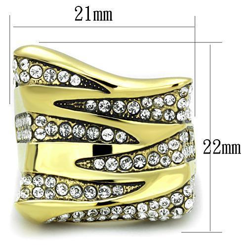 TK1709 - IP Gold(Ion Plating) Stainless Steel Ring with Top Grade Crystal  in Clear - Joyeria Lady