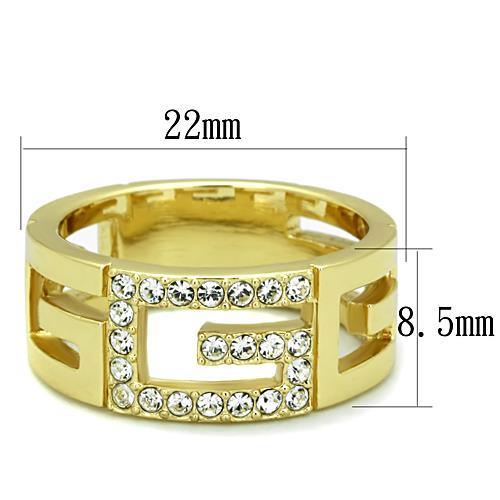 TK1712 - IP Gold(Ion Plating) Stainless Steel Ring with Top Grade Crystal  in Clear - Joyeria Lady