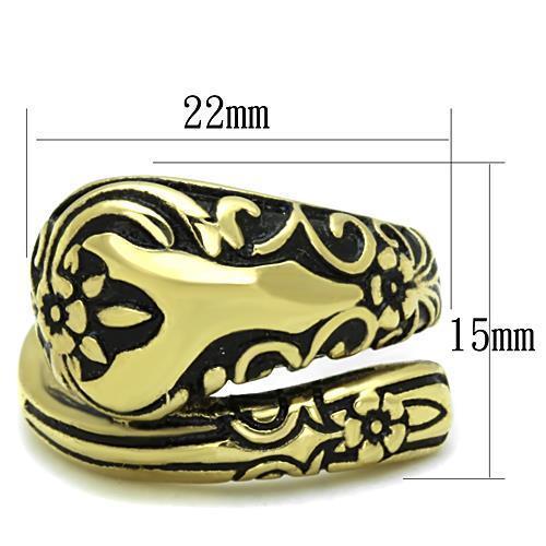 TK1713 - IP Gold(Ion Plating) Stainless Steel Ring with Epoxy  in Jet - Joyeria Lady