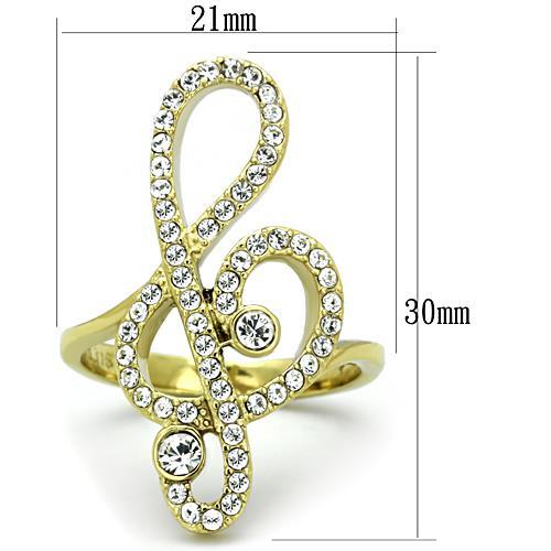 TK1714 - IP Gold(Ion Plating) Stainless Steel Ring with Top Grade Crystal  in Clear - Joyeria Lady