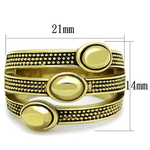 TK1718 - IP Gold(Ion Plating) Stainless Steel Ring with Epoxy  in Jet - Joyeria Lady