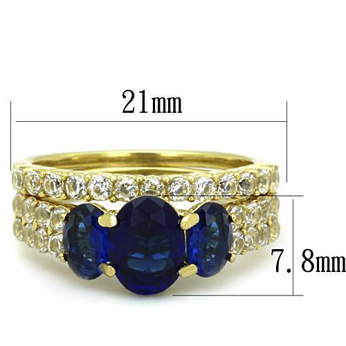 TK1720 - IP Gold(Ion Plating) Stainless Steel Ring with Synthetic Synthetic Glass in Montana - Joyeria Lady