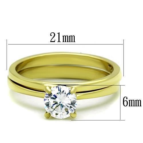 TK1721 - IP Gold(Ion Plating) Stainless Steel Ring with AAA Grade CZ  in Clear - Joyeria Lady