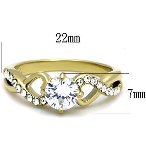 TK1722 - IP Gold(Ion Plating) Stainless Steel Ring with AAA Grade CZ  in Clear - Joyeria Lady