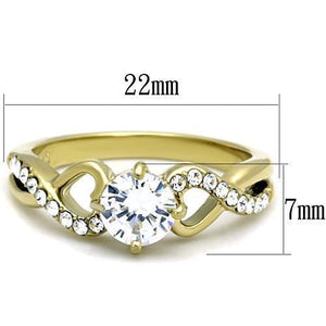 TK1722 - IP Gold(Ion Plating) Stainless Steel Ring with AAA Grade CZ  in Clear