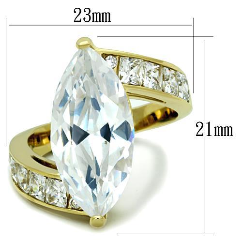 TK1723 - IP Gold(Ion Plating) Stainless Steel Ring with AAA Grade CZ  in Clear - Joyeria Lady