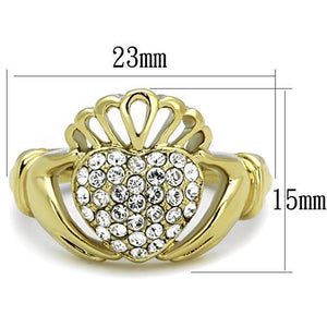 TK1724 - IP Gold(Ion Plating) Stainless Steel Ring with Top Grade Crystal  in Clear