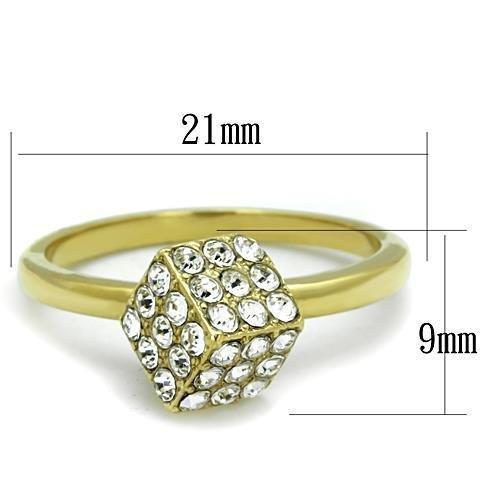 TK1725 - IP Gold(Ion Plating) Stainless Steel Ring with Top Grade Crystal  in Clear - Joyeria Lady