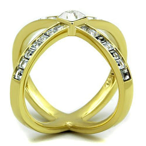 TK1726 - IP Gold(Ion Plating) Stainless Steel Ring with Top Grade Crystal  in Clear