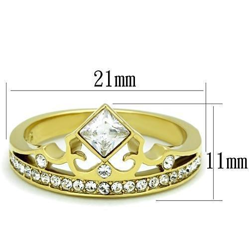 TK1727 - IP Gold(Ion Plating) Stainless Steel Ring with AAA Grade CZ  in Clear - Joyeria Lady