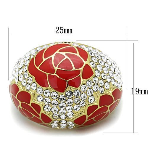 TK1728 - IP Gold(Ion Plating) Stainless Steel Ring with Top Grade Crystal  in Clear - Joyeria Lady