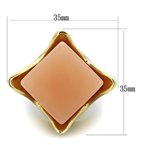 TK1730 - IP Gold(Ion Plating) Stainless Steel Ring with Synthetic Synthetic Stone in Light Rose - Joyeria Lady