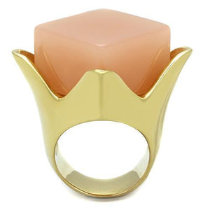 TK1730 - IP Gold(Ion Plating) Stainless Steel Ring with Synthetic Synthetic Stone in Light Rose