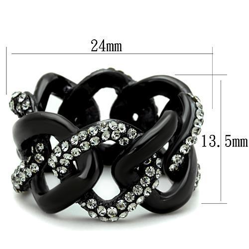 TK1731 - IP Black(Ion Plating) Stainless Steel Ring with Top Grade Crystal  in Black Diamond - Joyeria Lady