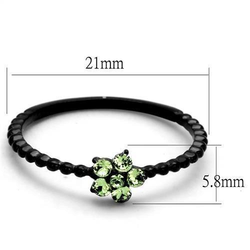 TK1739 - IP Black(Ion Plating) Stainless Steel Ring with Top Grade Crystal  in Peridot - Joyeria Lady