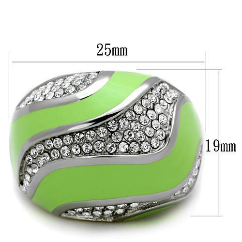 TK1741 - High polished (no plating) Stainless Steel Ring with Top Grade Crystal  in Clear - Joyeria Lady