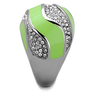 TK1741 - High polished (no plating) Stainless Steel Ring with Top Grade Crystal  in Clear