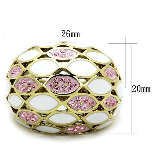 TK1742 - IP Gold(Ion Plating) Stainless Steel Ring with Top Grade Crystal  in Light Rose - Joyeria Lady
