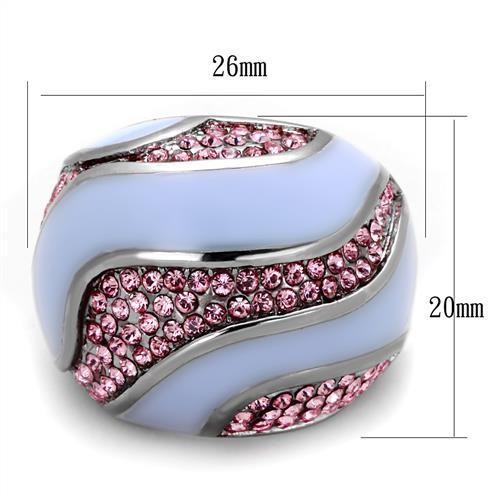 TK1744 - High polished (no plating) Stainless Steel Ring with Top Grade Crystal  in Light Rose - Joyeria Lady