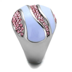 TK1744 - High polished (no plating) Stainless Steel Ring with Top Grade Crystal  in Light Rose