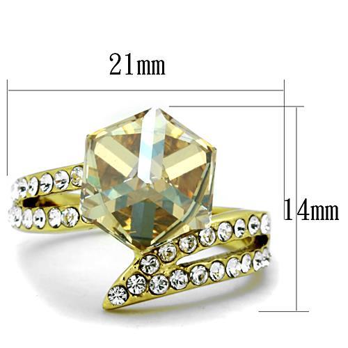TK1745 - IP Gold(Ion Plating) Stainless Steel Ring with Top Grade Crystal  in Champagne - Joyeria Lady