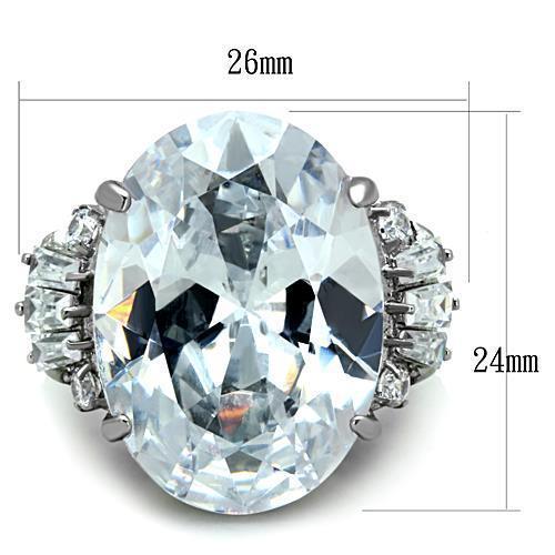 TK1747 - High polished (no plating) Stainless Steel Ring with AAA Grade CZ  in Clear - Joyeria Lady
