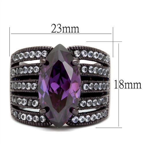 TK1752DC - IP Dark Brown (IP coffee) Stainless Steel Ring with AAA Grade CZ  in Amethyst - Joyeria Lady