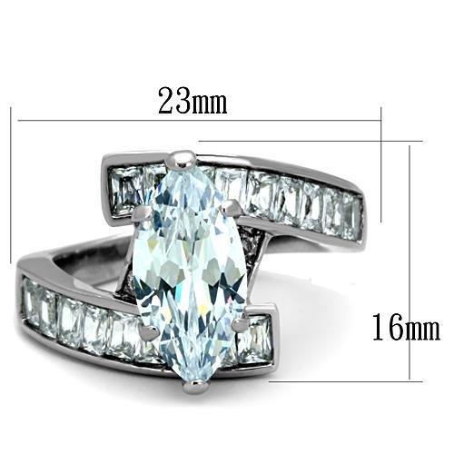TK1754 - High polished (no plating) Stainless Steel Ring with AAA Grade CZ  in Clear - Joyeria Lady