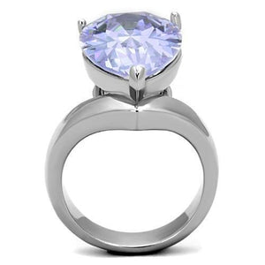 TK1755 - High polished (no plating) Stainless Steel Ring with AAA Grade CZ  in Light Amethyst