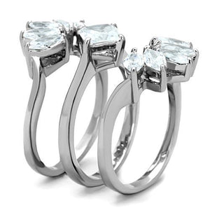 TK1756 - High polished (no plating) Stainless Steel Ring with AAA Grade CZ  in Clear