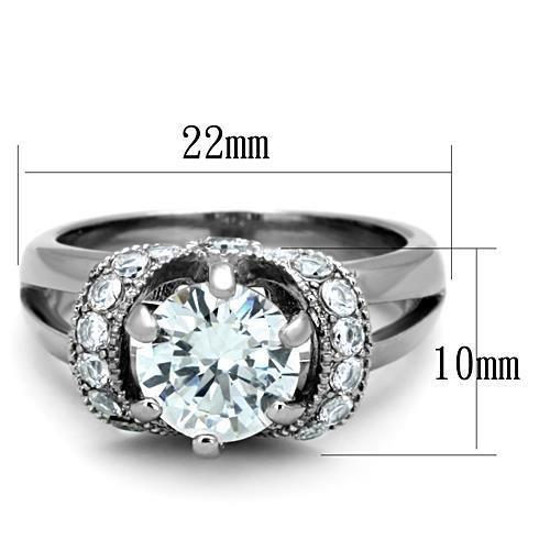 TK1757 - High polished (no plating) Stainless Steel Ring with AAA Grade CZ  in Clear - Joyeria Lady