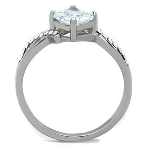 TK1761 - High polished (no plating) Stainless Steel Ring with AAA Grade CZ  in Clear