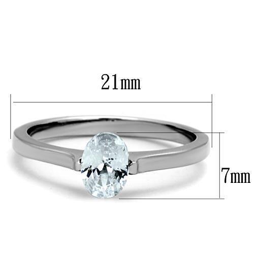 TK1762 - High polished (no plating) Stainless Steel Ring with AAA Grade CZ  in Clear - Joyeria Lady