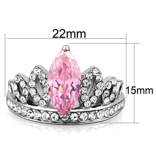 TK1771 - High polished (no plating) Stainless Steel Ring with AAA Grade CZ  in Rose - Joyeria Lady