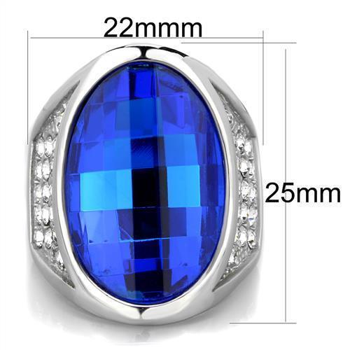TK1778 - High polished (no plating) Stainless Steel Ring with Synthetic Synthetic Glass in Capri Blue - Joyeria Lady