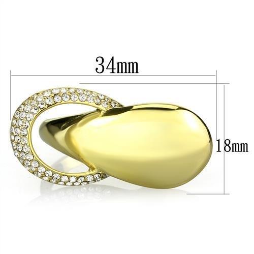 TK1782 - IP Gold(Ion Plating) Stainless Steel Ring with Top Grade Crystal  in Clear - Joyeria Lady
