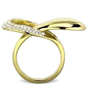 TK1782 - IP Gold(Ion Plating) Stainless Steel Ring with Top Grade Crystal  in Clear