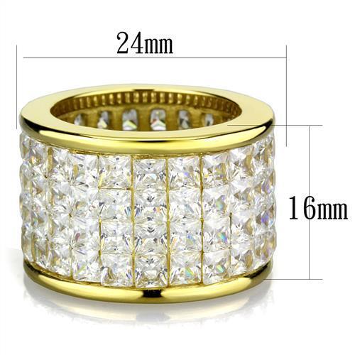 TK1783 - IP Gold(Ion Plating) Stainless Steel Ring with AAA Grade CZ  in Clear - Joyeria Lady