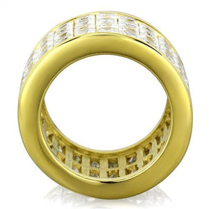 TK1783 - IP Gold(Ion Plating) Stainless Steel Ring with AAA Grade CZ  in Clear