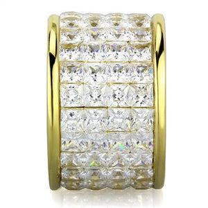 TK1783 - IP Gold(Ion Plating) Stainless Steel Ring with AAA Grade CZ  in Clear