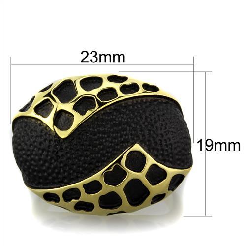 TK1784 - IP Gold(Ion Plating) Stainless Steel Ring with Epoxy  in Jet - Joyeria Lady