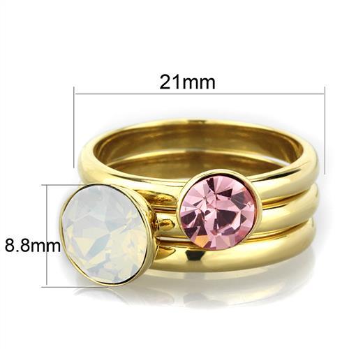 TK1785 - IP Gold(Ion Plating) Stainless Steel Ring with Top Grade Crystal  in White - Joyeria Lady