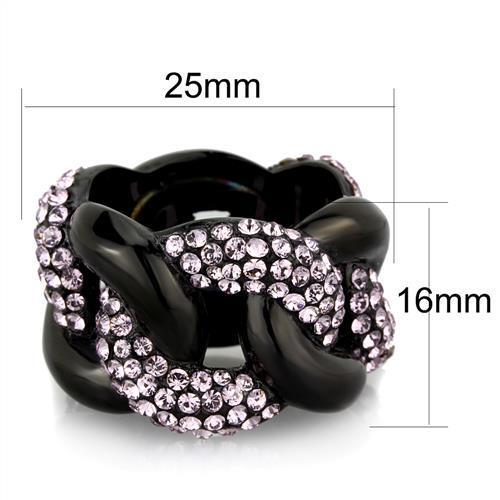 TK1787 - IP Black(Ion Plating) Stainless Steel Ring with Top Grade Crystal  in Light Amethyst - Joyeria Lady
