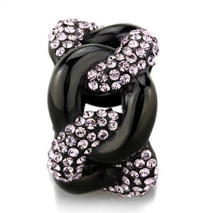TK1787 - IP Black(Ion Plating) Stainless Steel Ring with Top Grade Crystal  in Light Amethyst