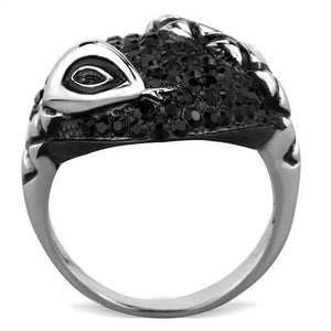 TK1788 - Two-Tone IP Black (Ion Plating) Stainless Steel Ring with Top Grade Crystal  in Jet