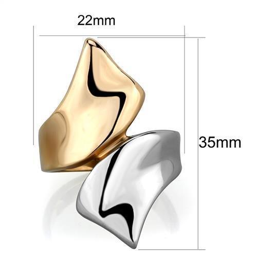 TK1793 - Two-Tone IP Rose Gold Stainless Steel Ring with No Stone - Joyeria Lady