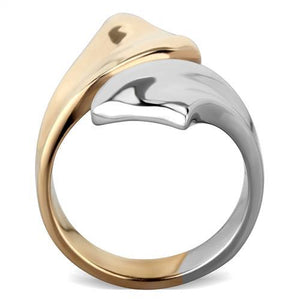 TK1793 - Two-Tone IP Rose Gold Stainless Steel Ring with No Stone